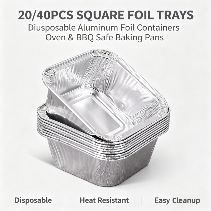 Kitchen Baking Containers - 20/40 szt. Kwadratowe jednorazowe tacki z